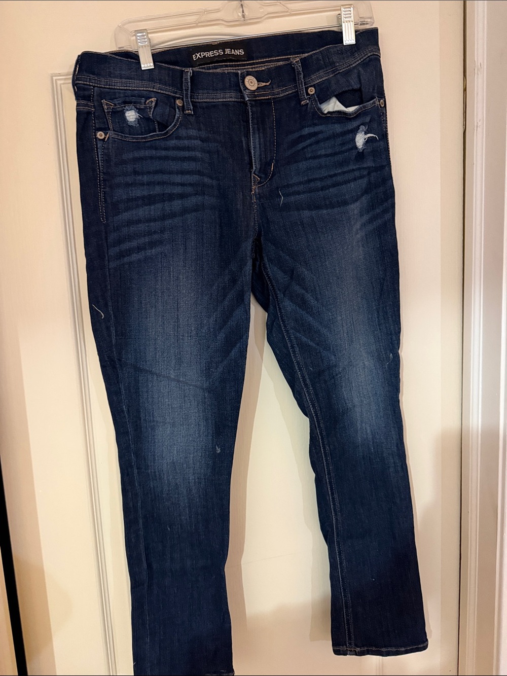 Express Women’s Straight Leg Jeans in Dark Indigo